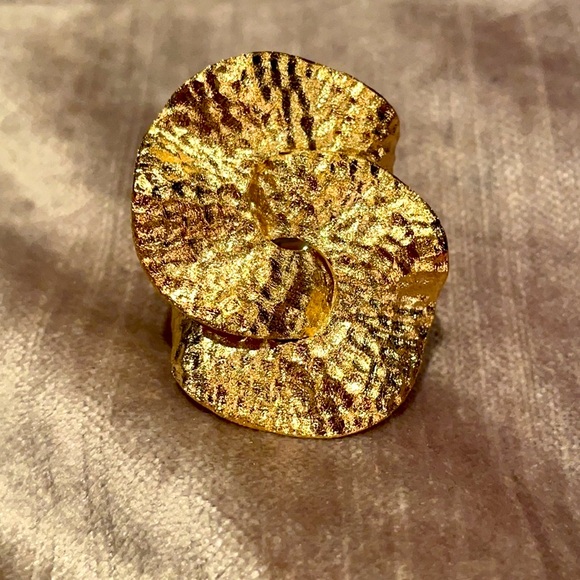 Rivka Friedman Satin Interlocking Gold Clad Ring NWOTS